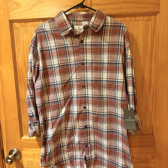 Mutual Weave Men's Plaid Flannel LS Shirt Size Large Neutral Browns - Picture 7 of 7